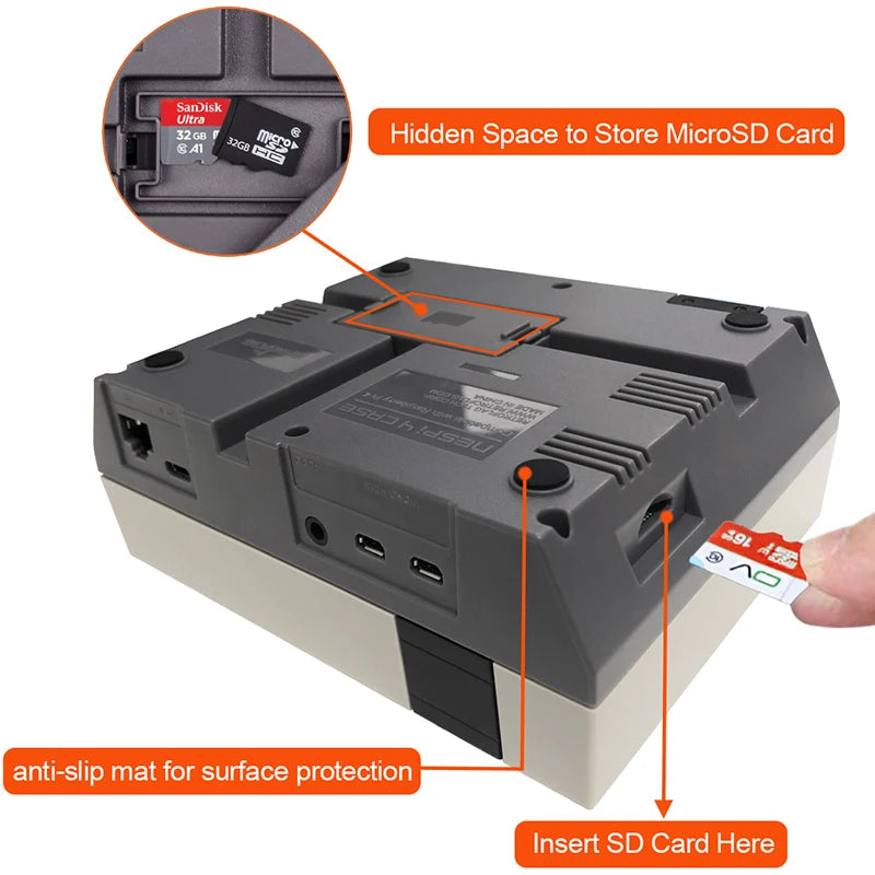 Retroflag NESPi 4 Case - Carcasa para Raspberry Pi 4 con Adaptador SSD, Ventilador de Refrigeración y Disipadores de Calor