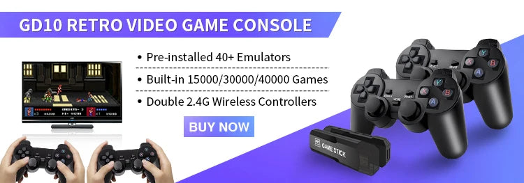 Consola de Videojuegos SF900 Super Nintendo. Game Stick para TV con más de 6100 juegos integrados, salida HD y compatible con control inalámbrico.