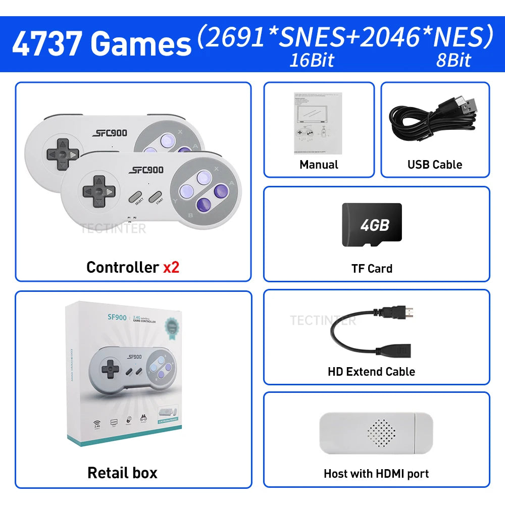 Game Stick HDMI Compatible - SF900 para Super Nintendo SNES/NES