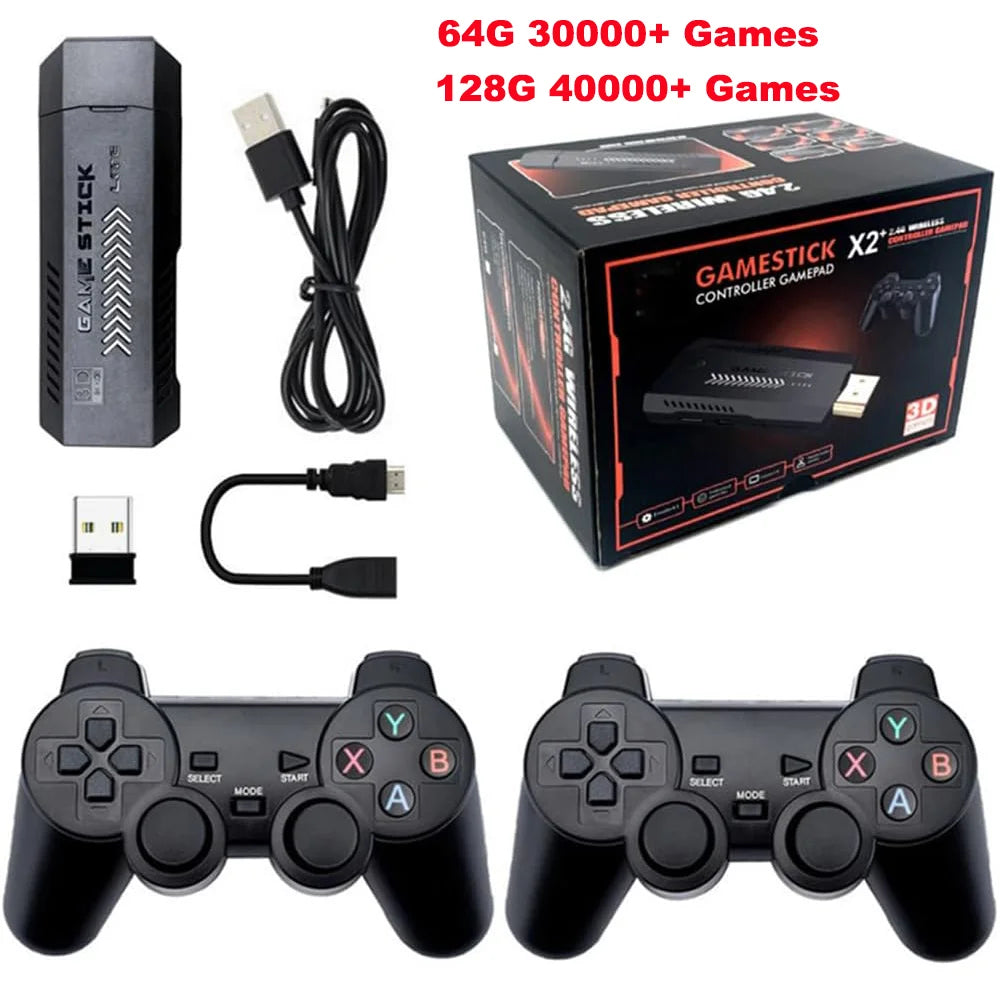 X2 Plus 4K HD Wireless Game Console, Built-in 40000 Games, Plug and Play Video Game Console Emulators with Wireless Controller