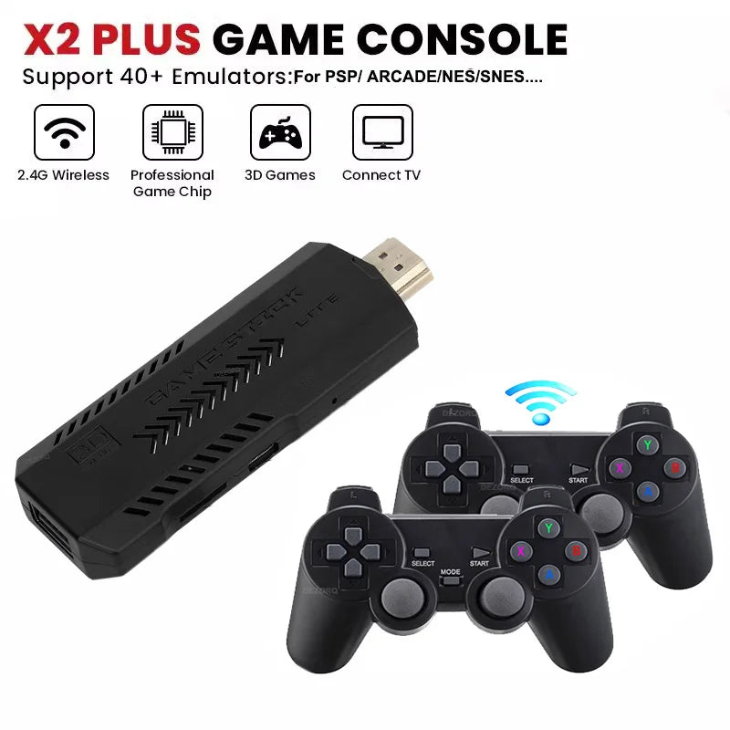 X2 Plus 4K HD Wireless Game Console, Built-in 40000 Games, Plug and Play Video Game Console Emulators with Wireless Controller