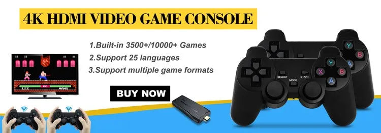 Consola de Videojuegos SF900 Super Nintendo. Game Stick para TV con más de 6100 juegos integrados, salida HD y compatible con control inalámbrico.